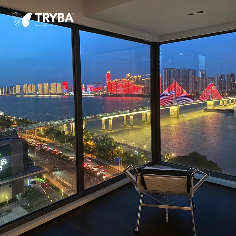 High End Curved Glass Aluminum Fixed Picture Windows for Landmark Buildings