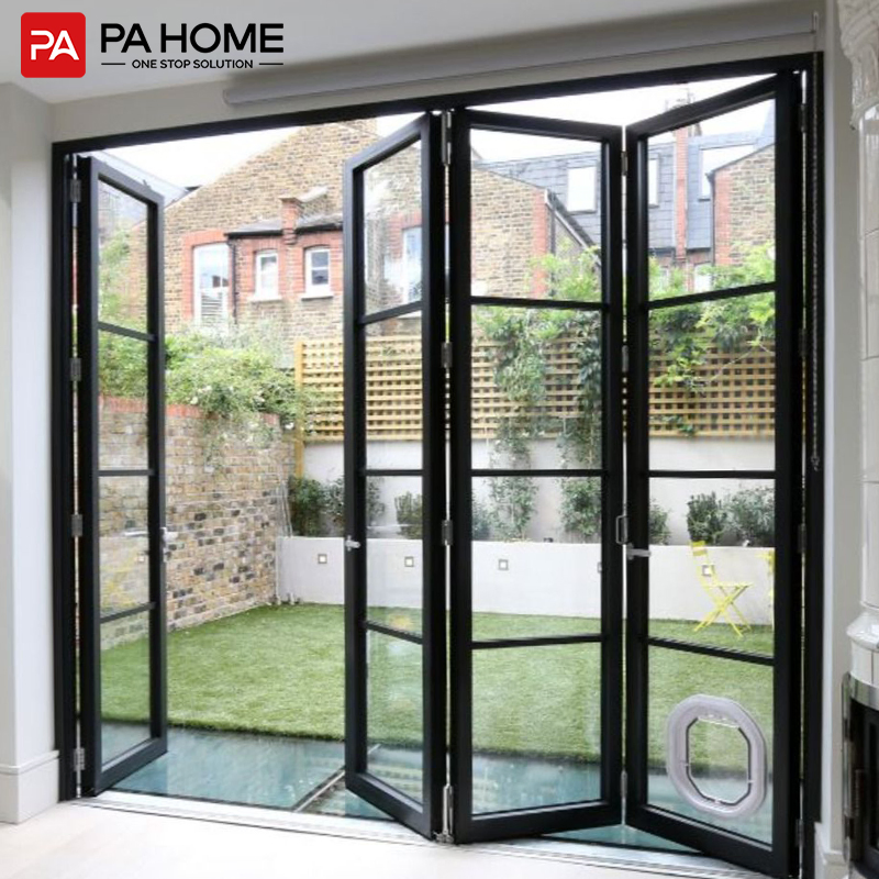 PA Soundproof Standard Glass Profile Aluminium Bifold Window and Door Folding Windows
