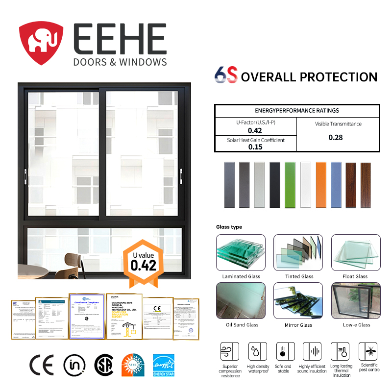 Eehe Modern Tinted Sliding Window Price with Quality Hopper Nfrc