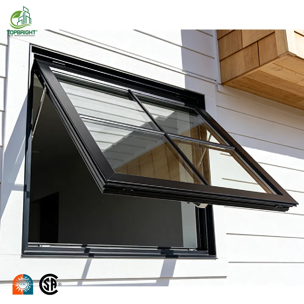 Aluminium Frame Vertical Pivot Window with Tempered Glass