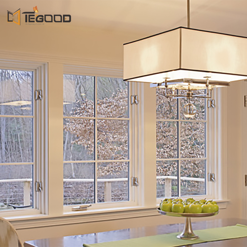 Heat Insulated Double Pane Bow Bay Swing Sliding Casement Aluminum French Window for Villa