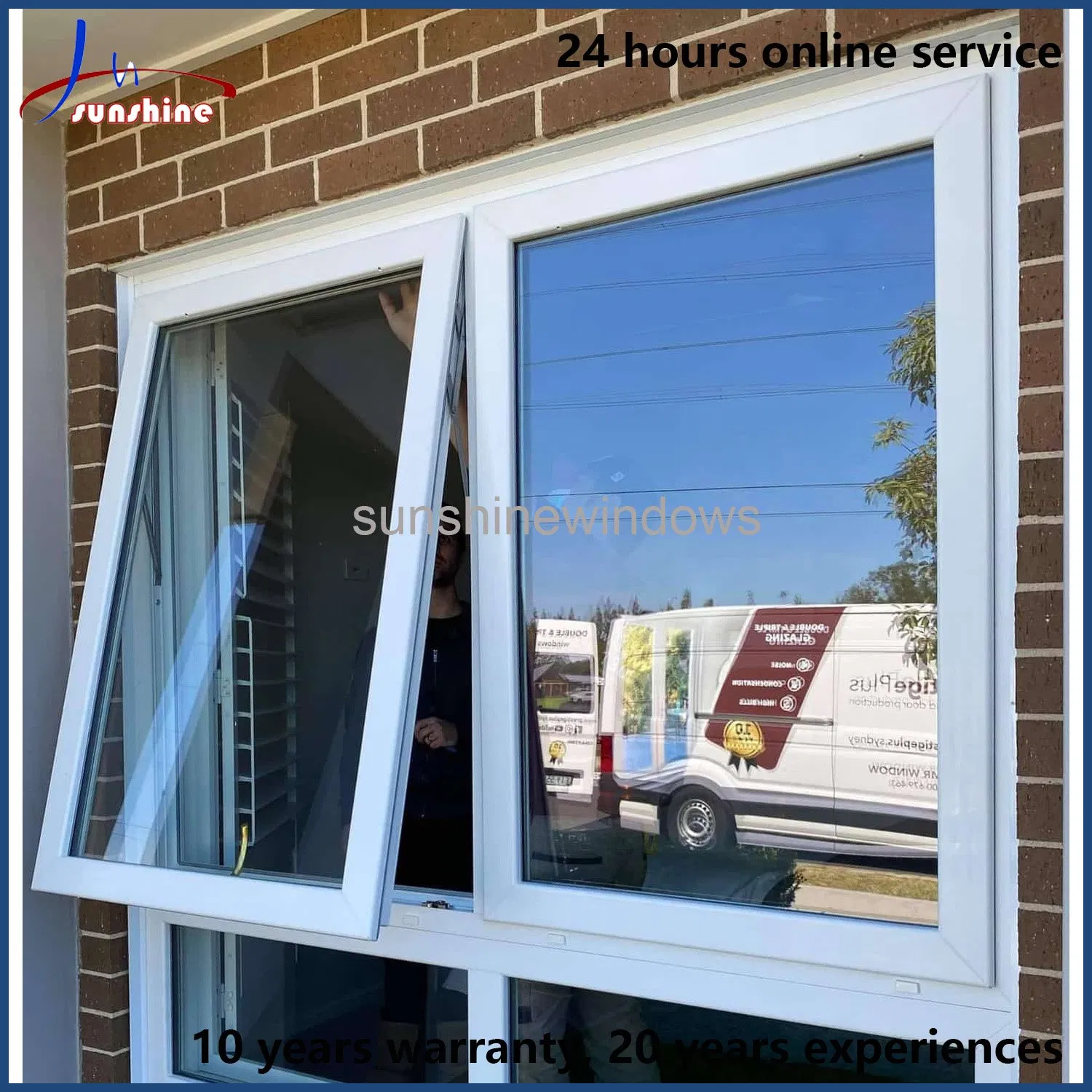 Outward Opening Durable Hopper Window Smart Design White UPVC Awning Window