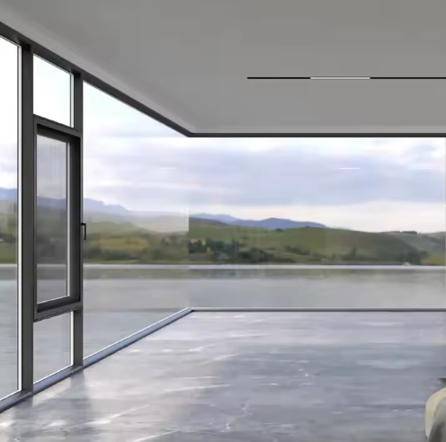 Modern Black Slim Frame Soundproof Double Glazing Aluminum Alloy Swing Outward Window