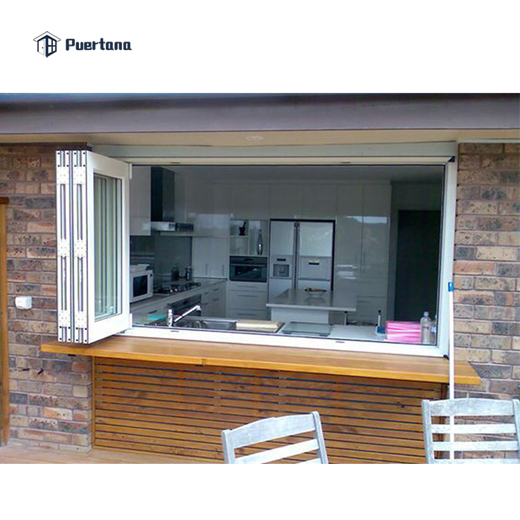 Aluminum Kitchen Glass Folding Window for Home Double Glazed Bifold Windows and Doors Aluminum Alloy