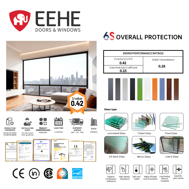 Eehe Custom Aluminium Sliding Windows Prices with Direct Hopper CE