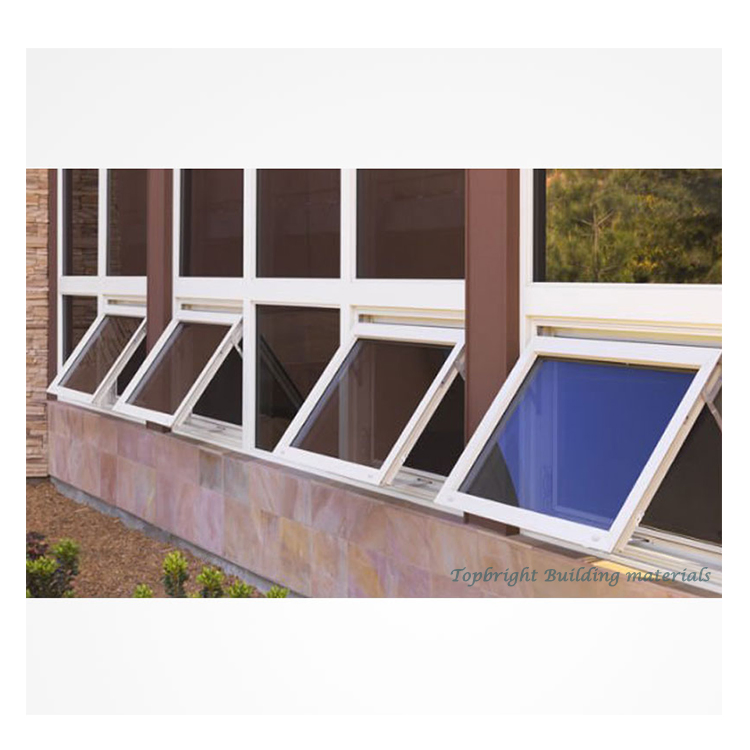 House Top Hung Window Glass Weatherproof Manual Ventilation Effect Aluminum Awning Window