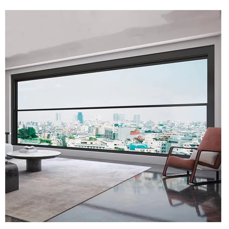 2024 Latest Automatic Vertical Slide Electric Lift up Double Glass Aluminum Frame Single Hung Window