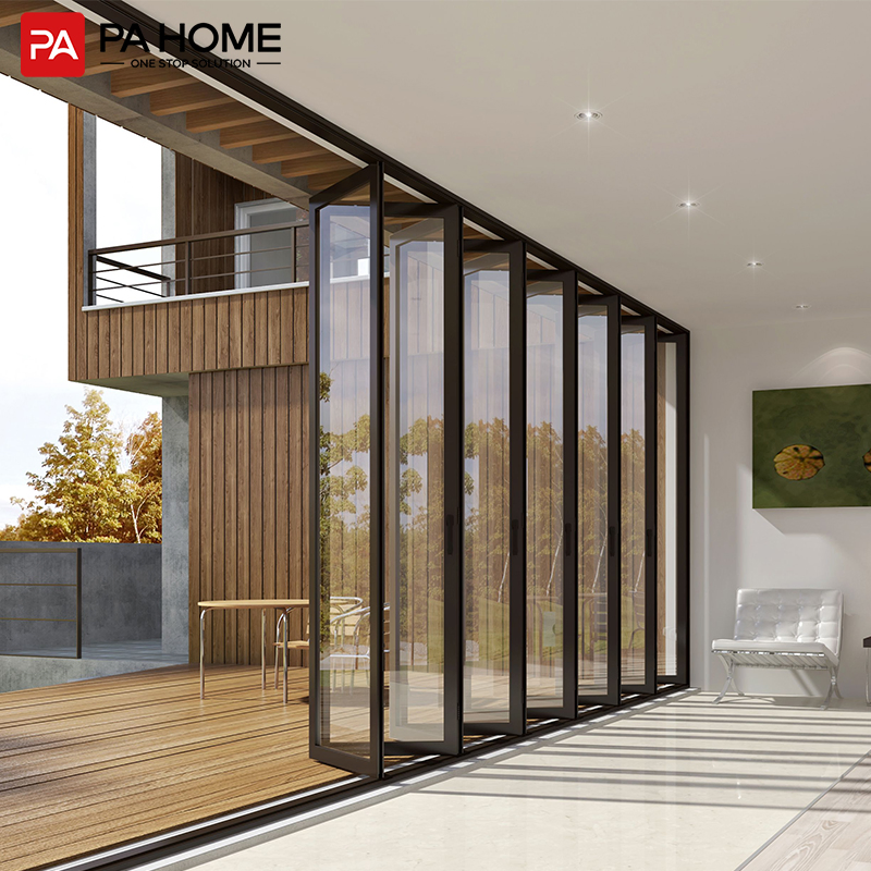 PA Soundproof Standard Glass Profile Aluminium Bifold Window and Door Folding Windows