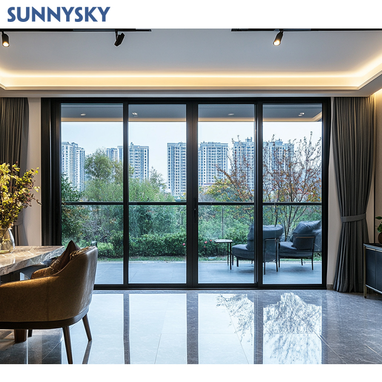 Sunnysky Modern Style Waterproof Impact Floor to Ceiling Aluminum Large Windows Fixed Glass Extra Large Picture Window