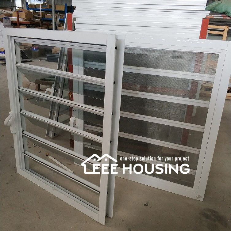 Factory Direct Supply Inbuilt Security Hurricane-Proof Aluminum Glass Louvered Window with Removable Screen, Jalousie Louvre