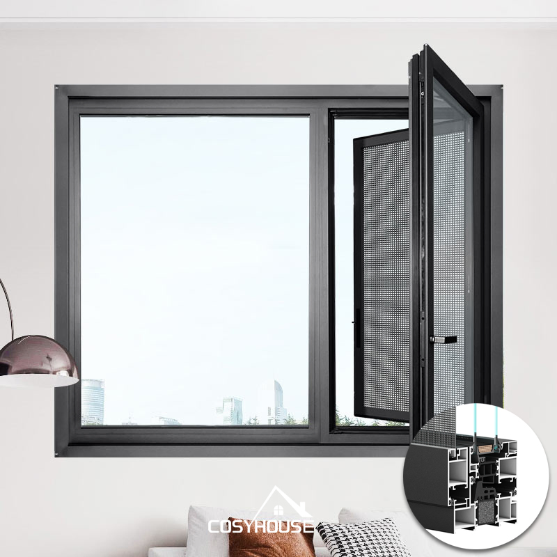 Soundproof Aluminum Casement Window with Triple Glazing