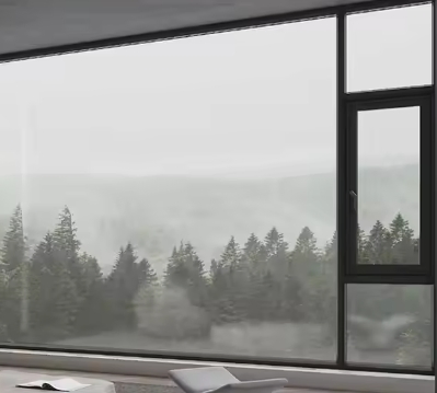 Modern Black Slim Frame Soundproof Double Glazing Aluminum Alloy Swing Outward Window