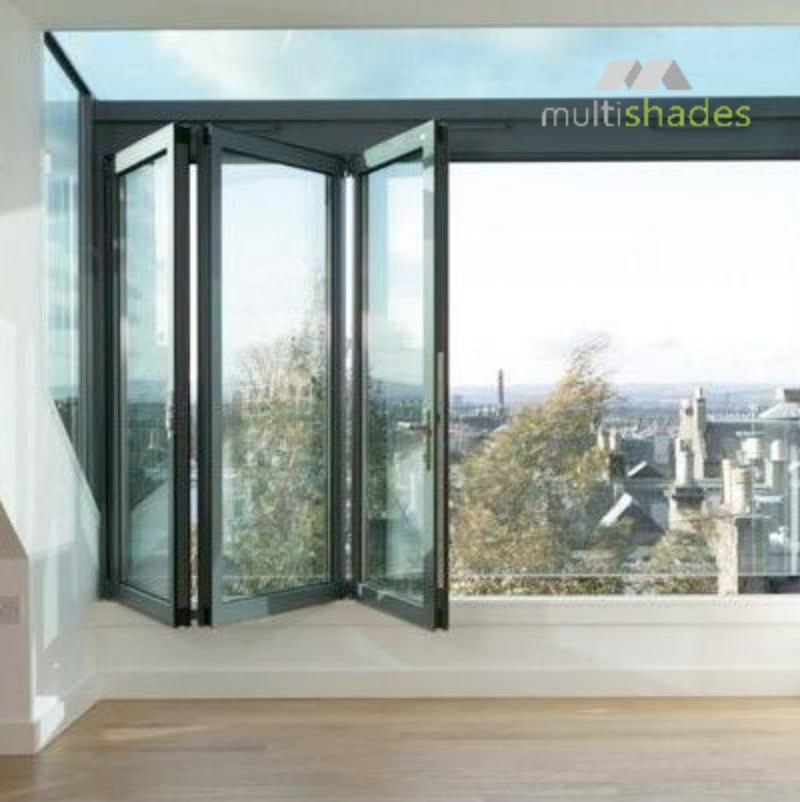 Multishades Chinese Factory Customizable Soundproof High Air Tightness Bi-Folding Aluminum Aluminium Window Double Glazing Glass