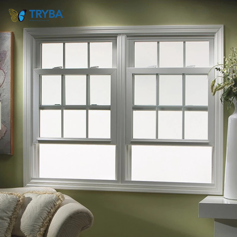 American Style Double Glazed Aluminum Single Double Hung Windows for Villa