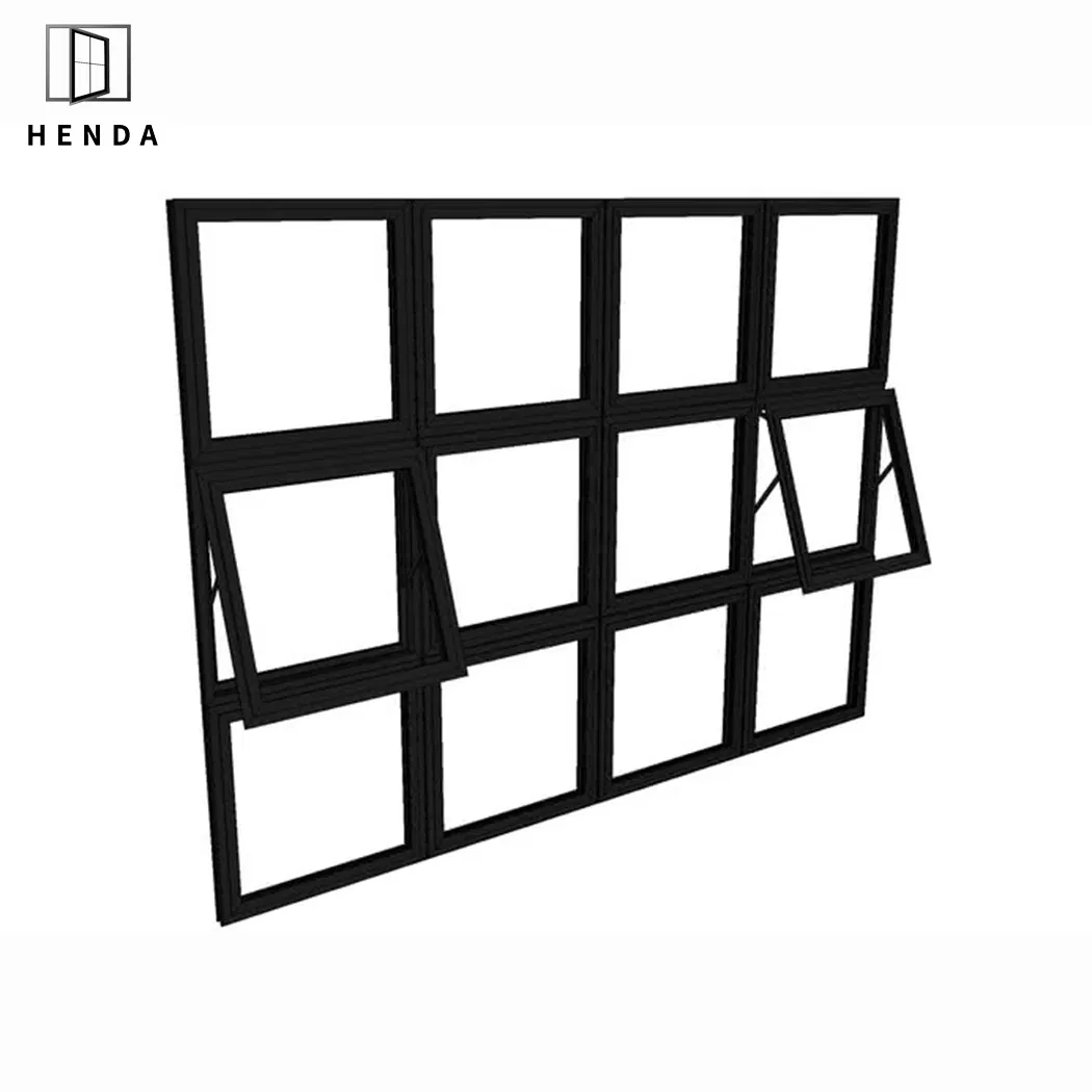 Heat Insulated Double Glazing Bow Bay Awning Swing Casement French Sliding Aluminum Awning Window with Fly Mesh