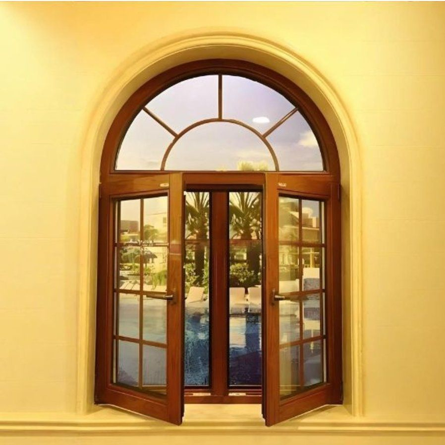 Solid Wood Windows and Doors Thermal Insulation Arched Casement Windows