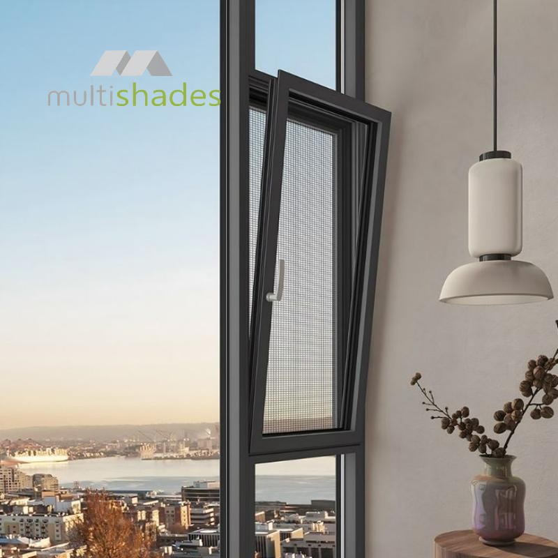 Multishades Chinese Factory OEM Aluminum Hopper Aluminium Casement Window Inward Tilt Turn Window Double Insulated Glass Soundproof Us Climates