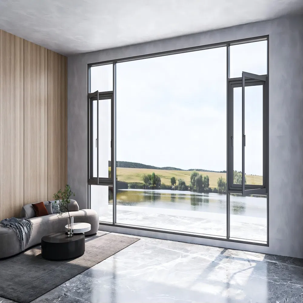 Double Glazed Hollow Glass Tilt and Turn Awning Casement Window with Flyscreen