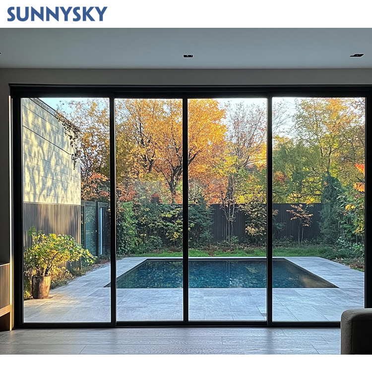 Sunnysky Modern Style Waterproof Impact Floor to Ceiling Aluminum Large Windows Fixed Glass Extra Large Picture Window