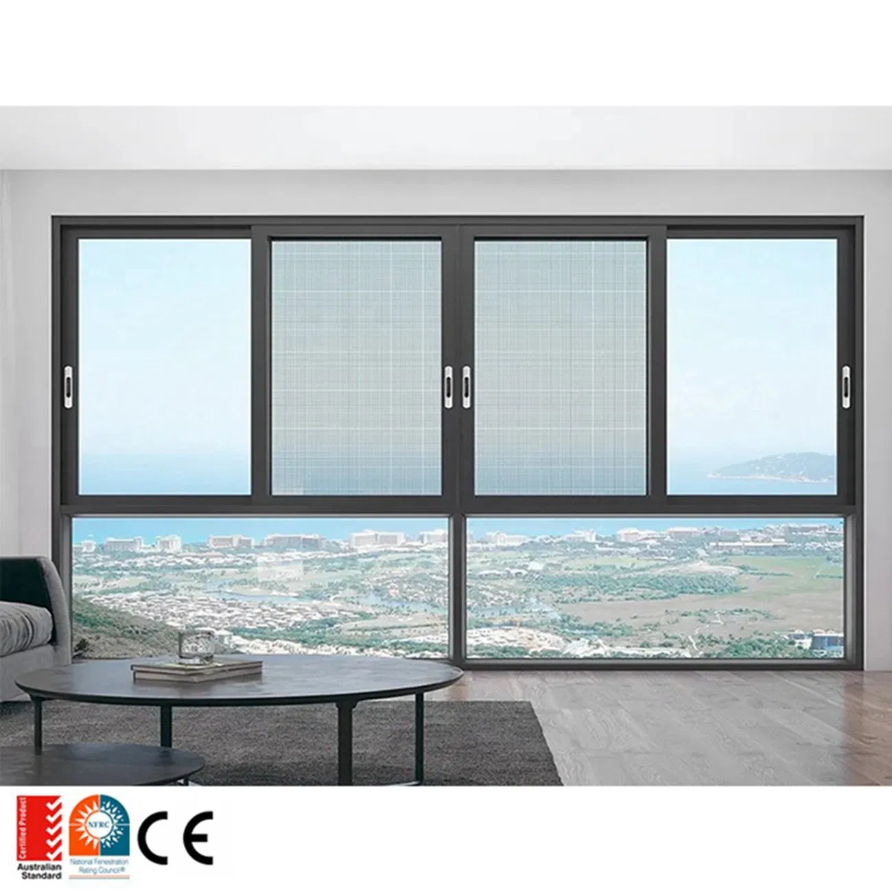 Luxury Residential Home Soundproof Panoramic Window View Fixed Window Double Glass Fixed Picture Aluminum Window