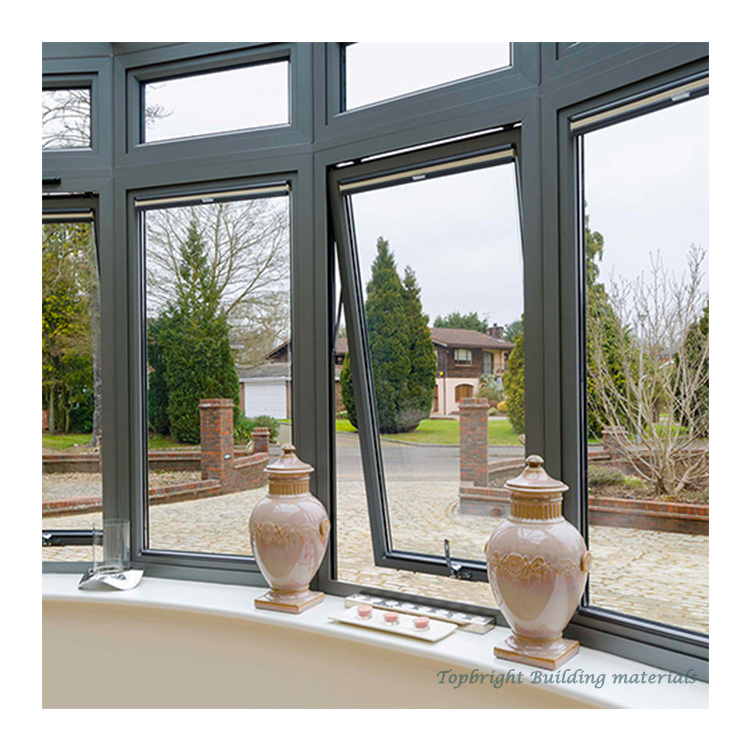 House Top Hung Window Glass Weatherproof Manual Ventilation Effect Aluminum Awning Window