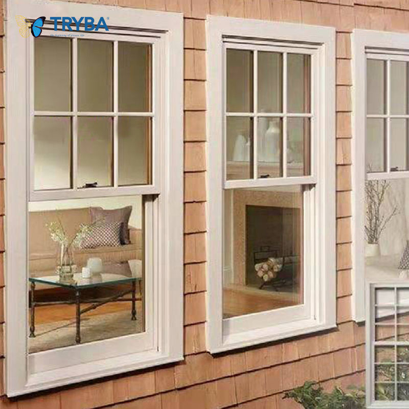 American Style Double Glazed Aluminum Single Double Hung Windows for Villa