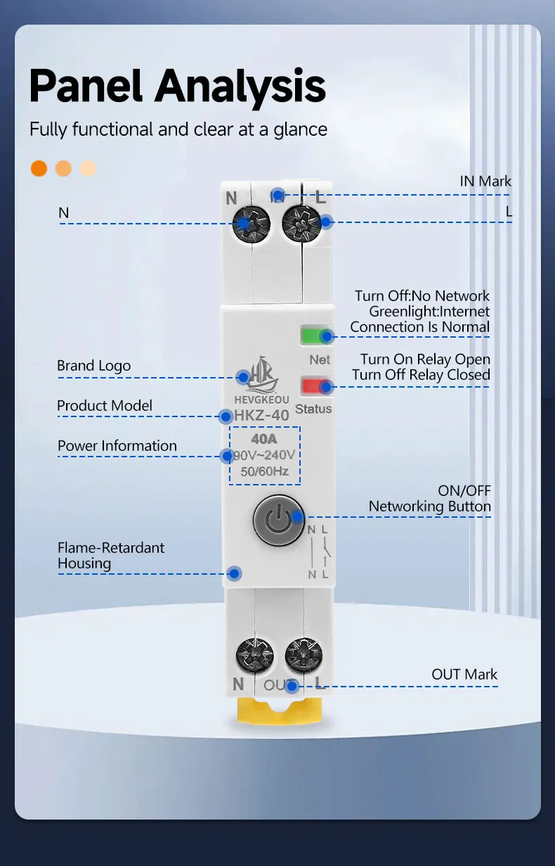 Contator AC Modular Montado em Trilho DIN 2p AC220V para Casa Inteligente Hotel Residencial