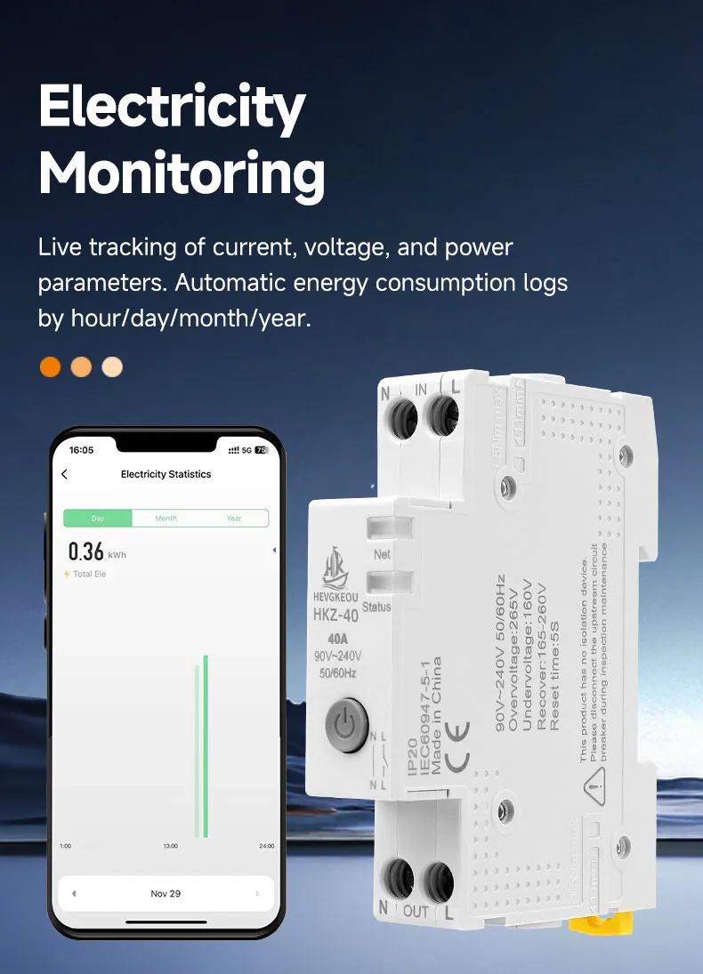 Contator AC Modular Montado em Trilho DIN 2p AC220V para Casa Inteligente Hotel Residencial
