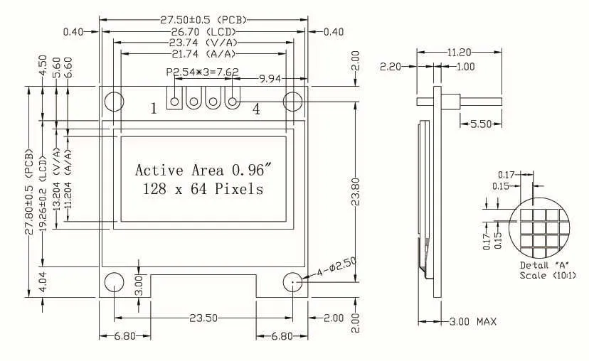Desenho Técnico do Display OLED 1