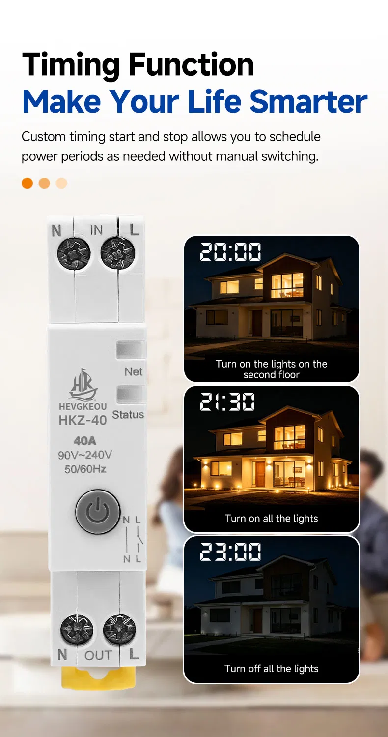 Contator AC Modular Montado em Trilho DIN 2p AC220V para Casa Inteligente Hotel Residencial