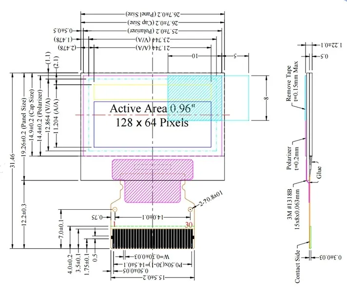 Desenho Técnico do Display OLED 2