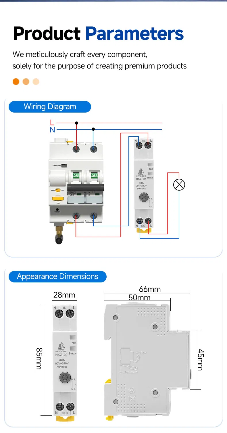 Contator AC Modular Montado em Trilho DIN 2p AC220V para Casa Inteligente Hotel Residencial