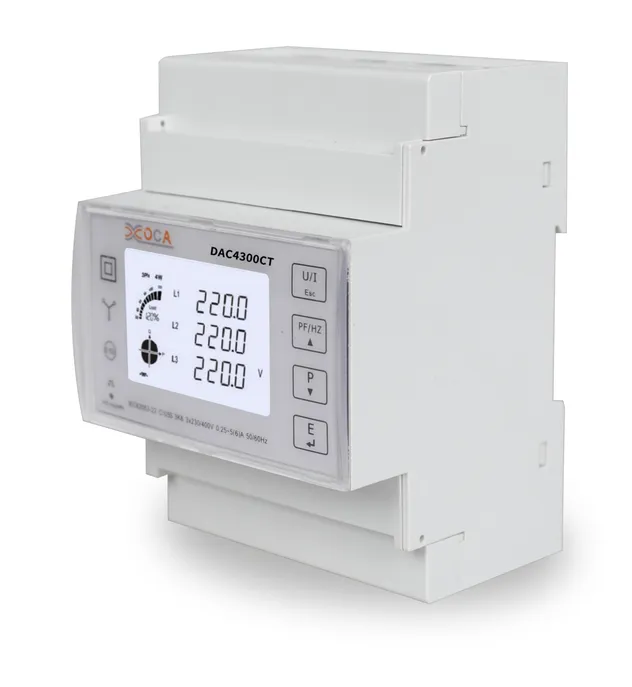 Dac4300CT Medidor de Energia Trifásico Modbus Conectado a Transformador para Montagem em Trilho DIN