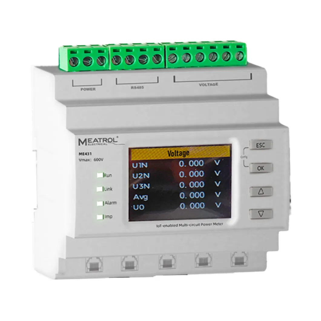 Me431 Medidor de Potência Trifásico de Quatro Circuitos com Bobina Rogowski Ethernet RS485 Modbus