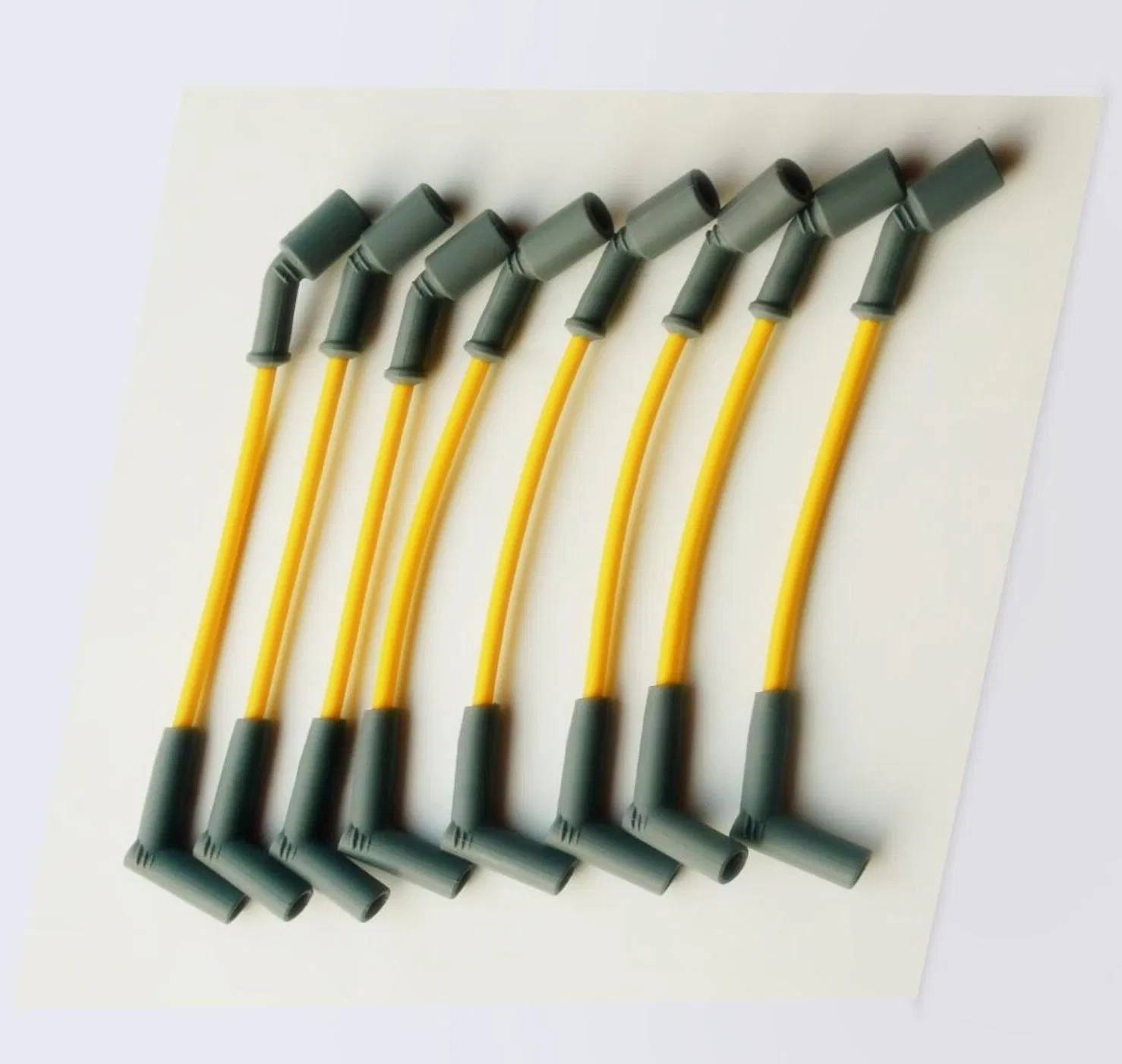 Conjunto de Cabos de Ignição de Alta Resistência Amarelo, Bota Cinza, +230&deg; C Proteção Térmica