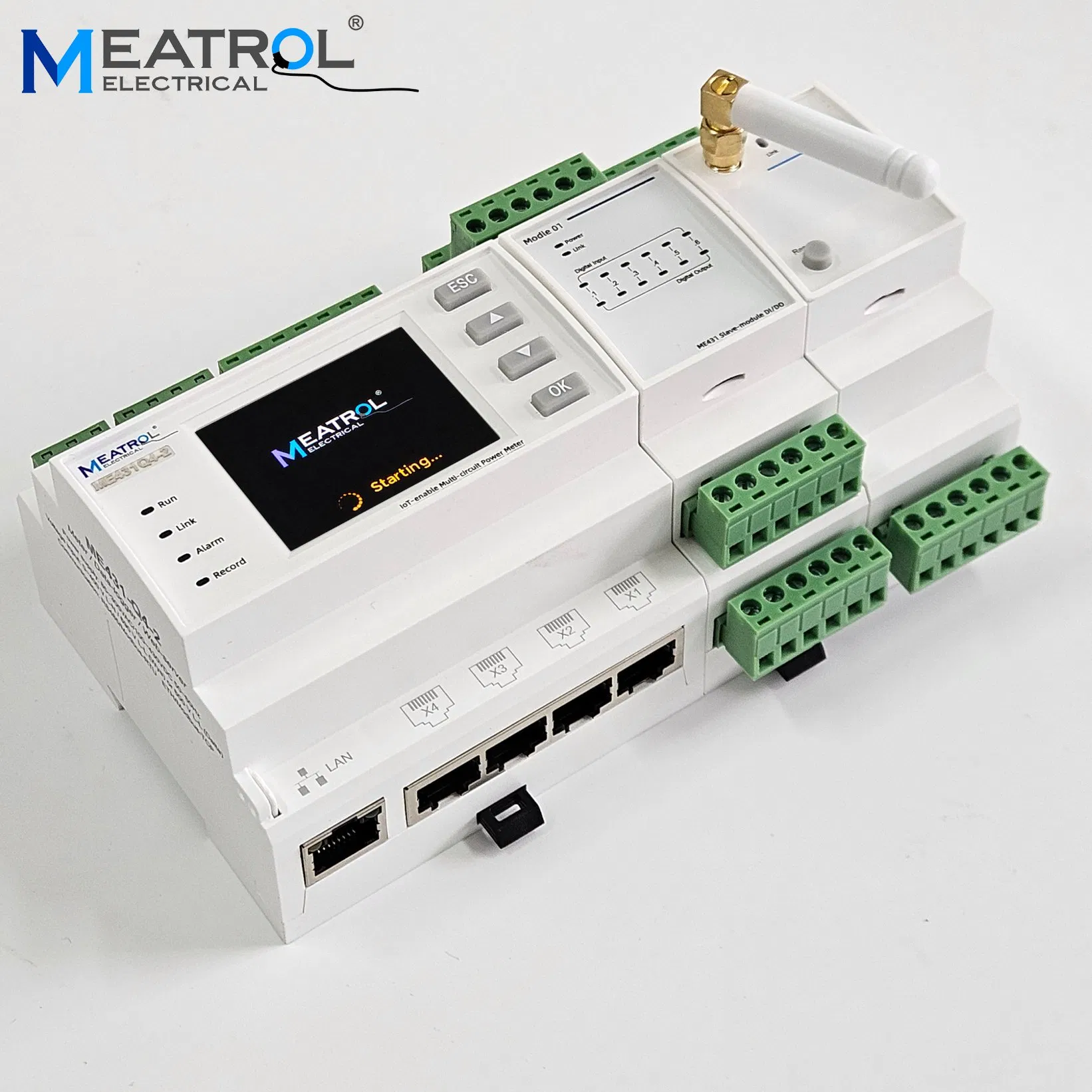 Me431 Medidor de Energia Trifásico de Quatro Canais para Trilho DIN com Bobina Rogowski Modbus TCP/IP