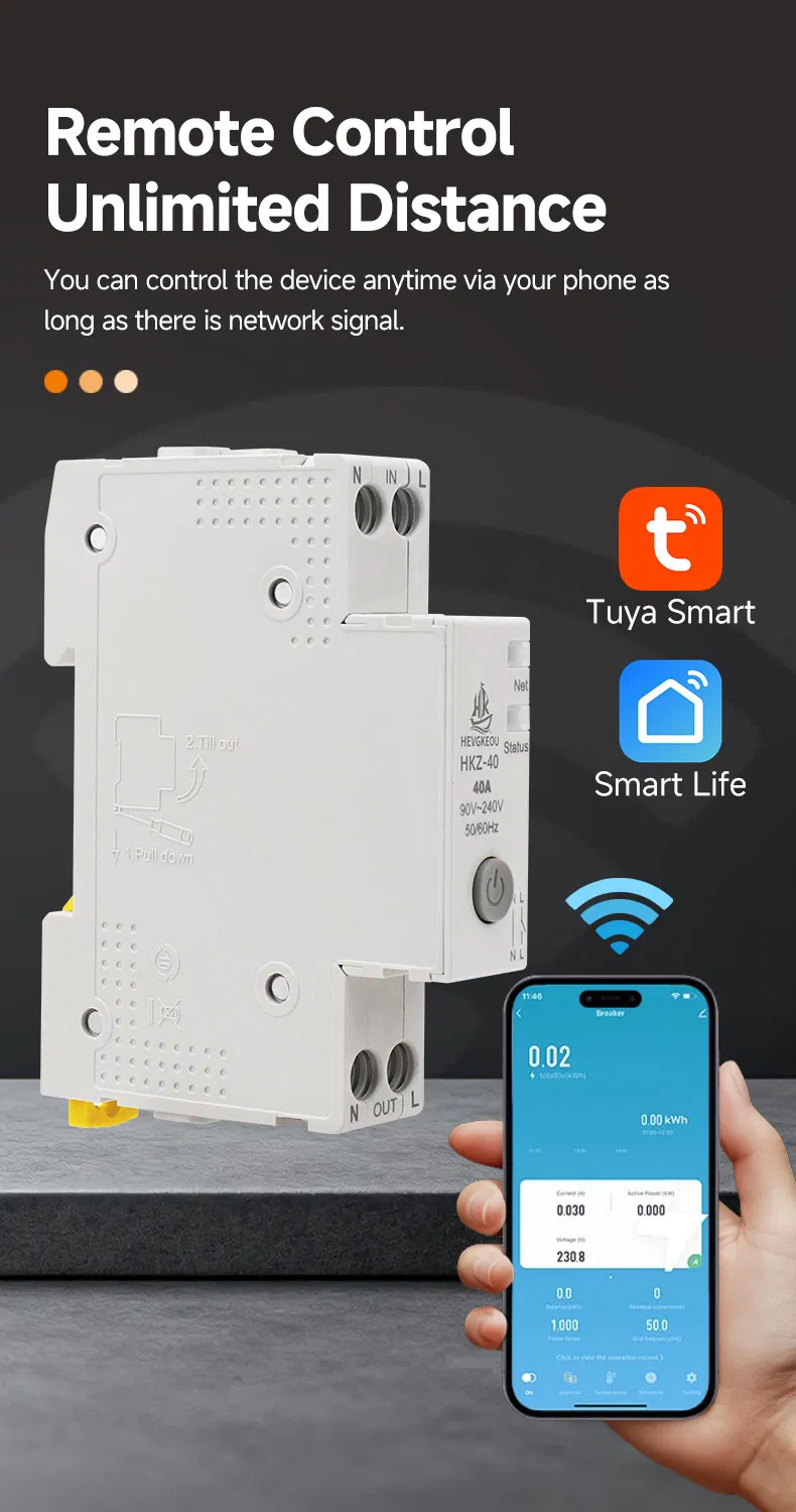Contator AC Modular Montado em Trilho DIN 2p AC220V para Casa Inteligente Hotel Residencial
