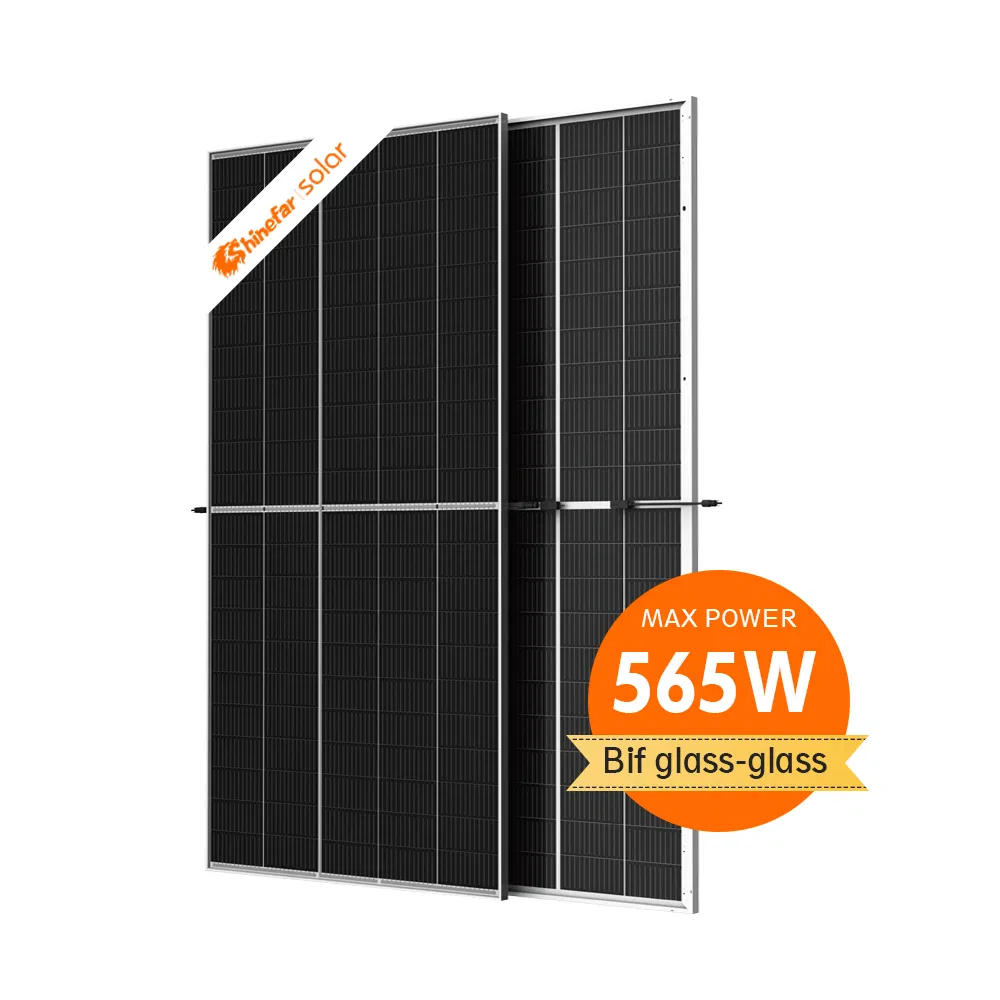 Painéis Solares de Vidro Duplo de Alta Eficiência 565W Módulo PV Envio Direto da Fábrica com Certificações Completas