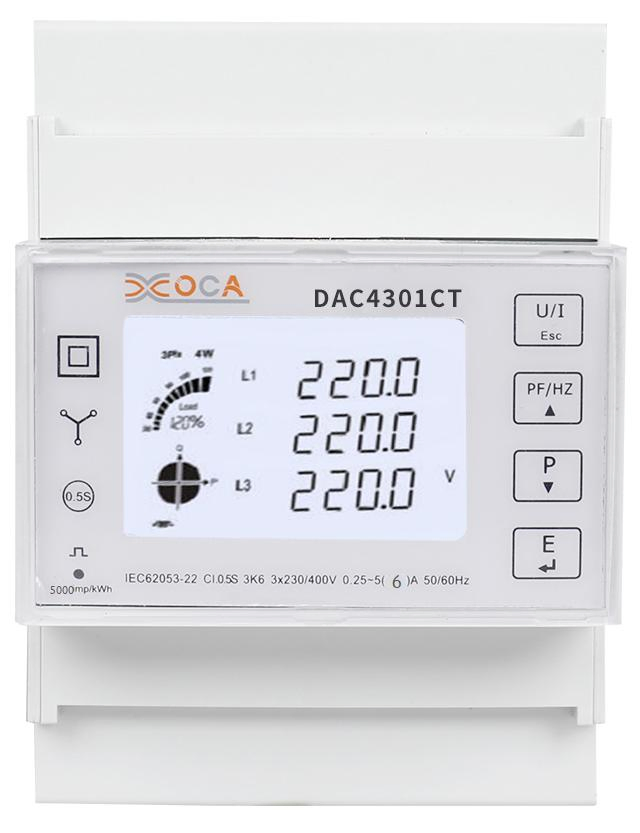 Dac4301CT Medidor de Potência Digital Trifásico Modbus Montado em Trilho DIN Conectado com Função de Múltiplas Tarifas