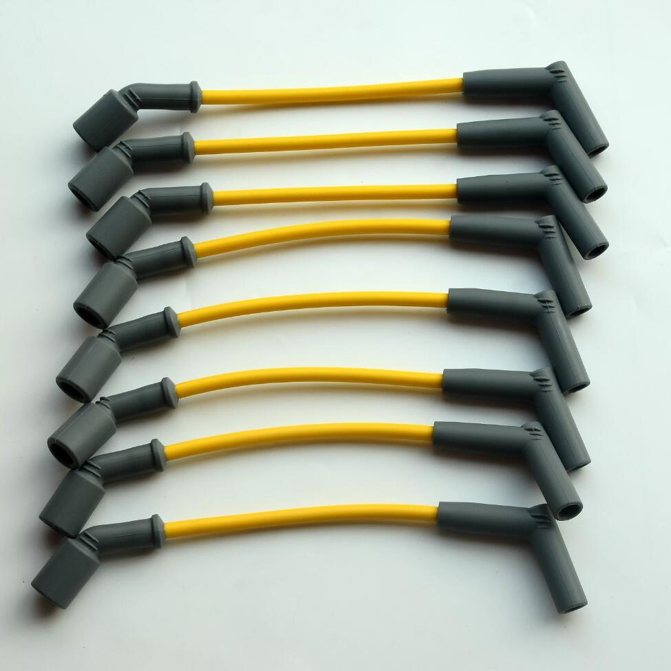 Conjunto de Cabos de Ignição de Alta Resistência Amarelo, Bota Cinza, +230&deg; C Proteção Térmica