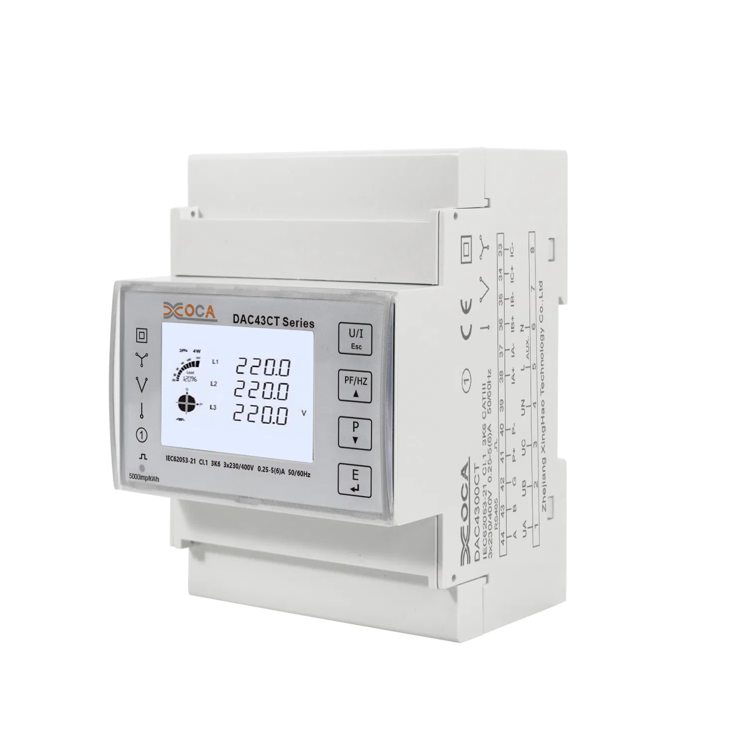 Dac4300CT Medidor de Energia Trifásico Modbus Conectado a Transformador para Montagem em Trilho DIN