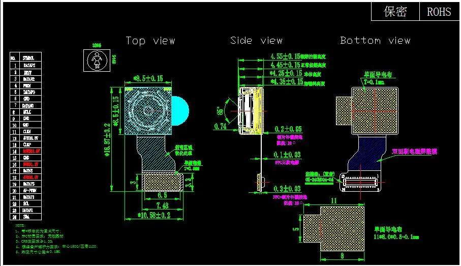 Interface Mipi de venda direta de fábrica módulo de câmara Samsung S5K3l2xx de 13 MP Módulo AF de câmara CMOS de 1/3 pol