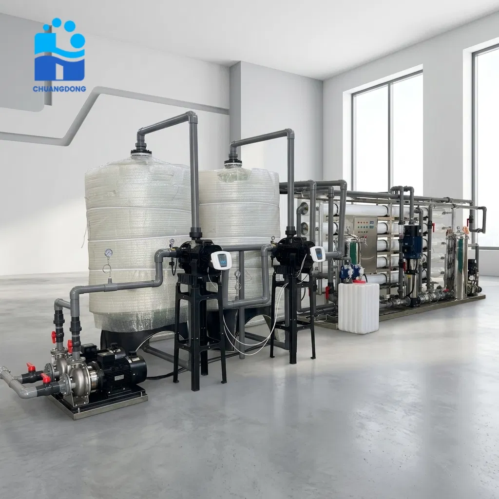 Sistema de Purificação de Água por Osmose Reversa com Estrutura de Aço Inoxidável 15tons Por Hora Máquina RO com Acessórios Premium