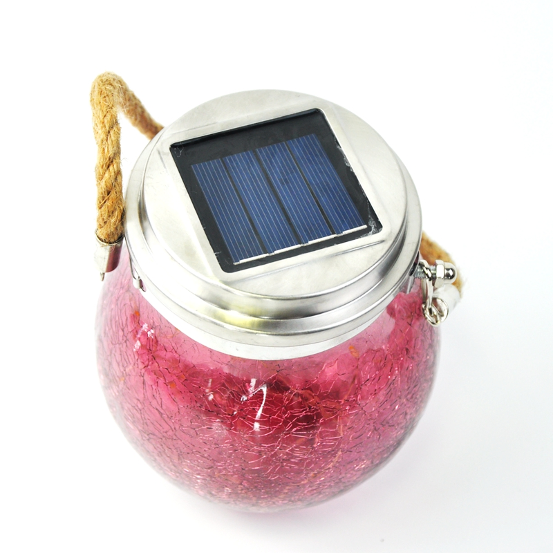 Red Ball Shape Ice Crack Festival Night Decoration LED Glass Lamp