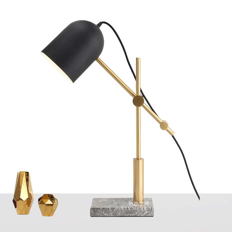 High Quality Vintage Luxury Nordic Decorative Metal Study Desk Creative Reading Marble Home Decor Modern Table Lamp (ZY-TW020)