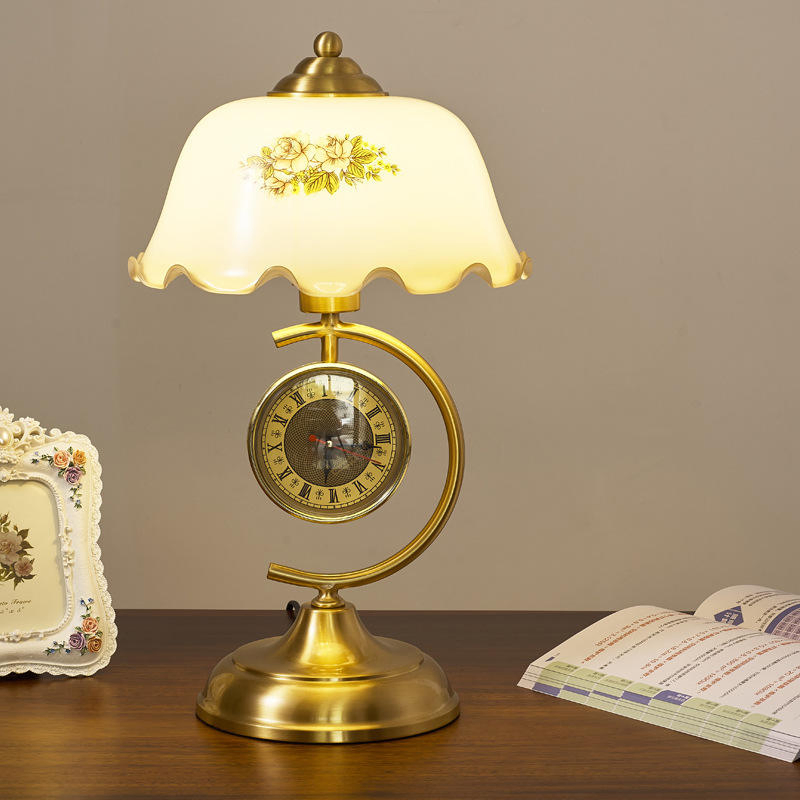 Elegant Vintage European Floral Metal Desk Lamp for Home Offices