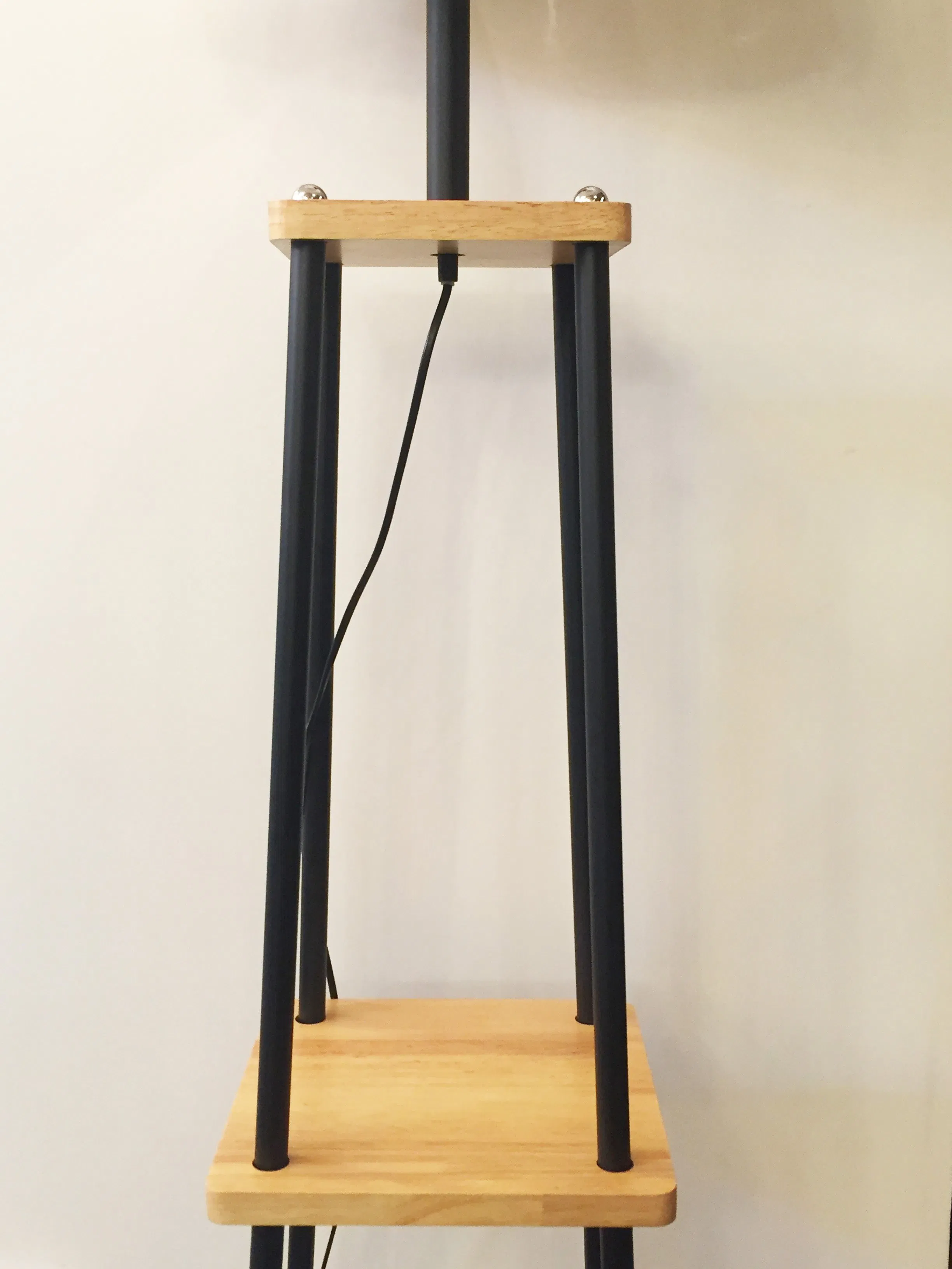 Vintage Wooden Study Floor Lamp with 3 Display Shelves