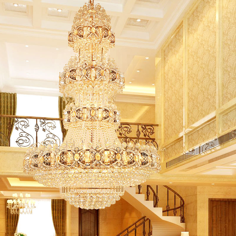 Hot Sell Hotel Lobby Modern Gold Metal Luxury Crystal Chandelier Hanging Lamps