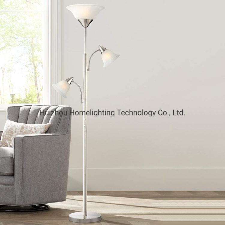 Modern Goose Neck Torchiere Glass Bedside Bedroom Study Designer Floor Lamp with Adjustable Side Lamp