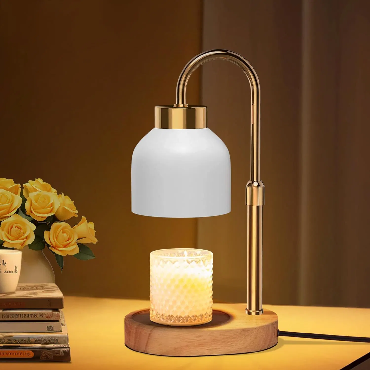 Aromatic Candle Warmer Table Lamp Desk Light with Timer Function Adjustable Height for Living Room Bedroom